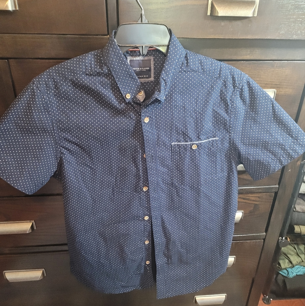 Men's Demin & Flower shirt